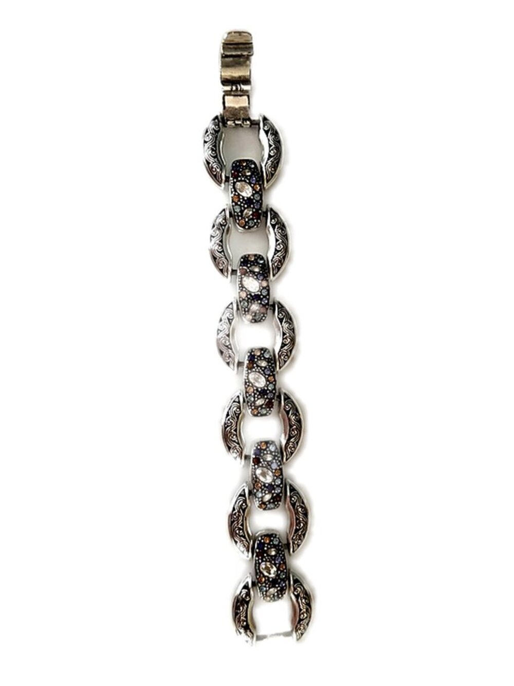 Brighton Jewelry Bracelet Crystal Voyage Chunky Link Bracelet Silver Crystals - Picture 3 of 13